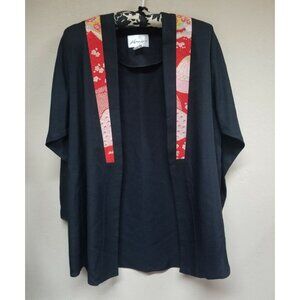 Kanojo USA Womens M/L Black Embellished Open Front Kimono Cardigan Lightweight